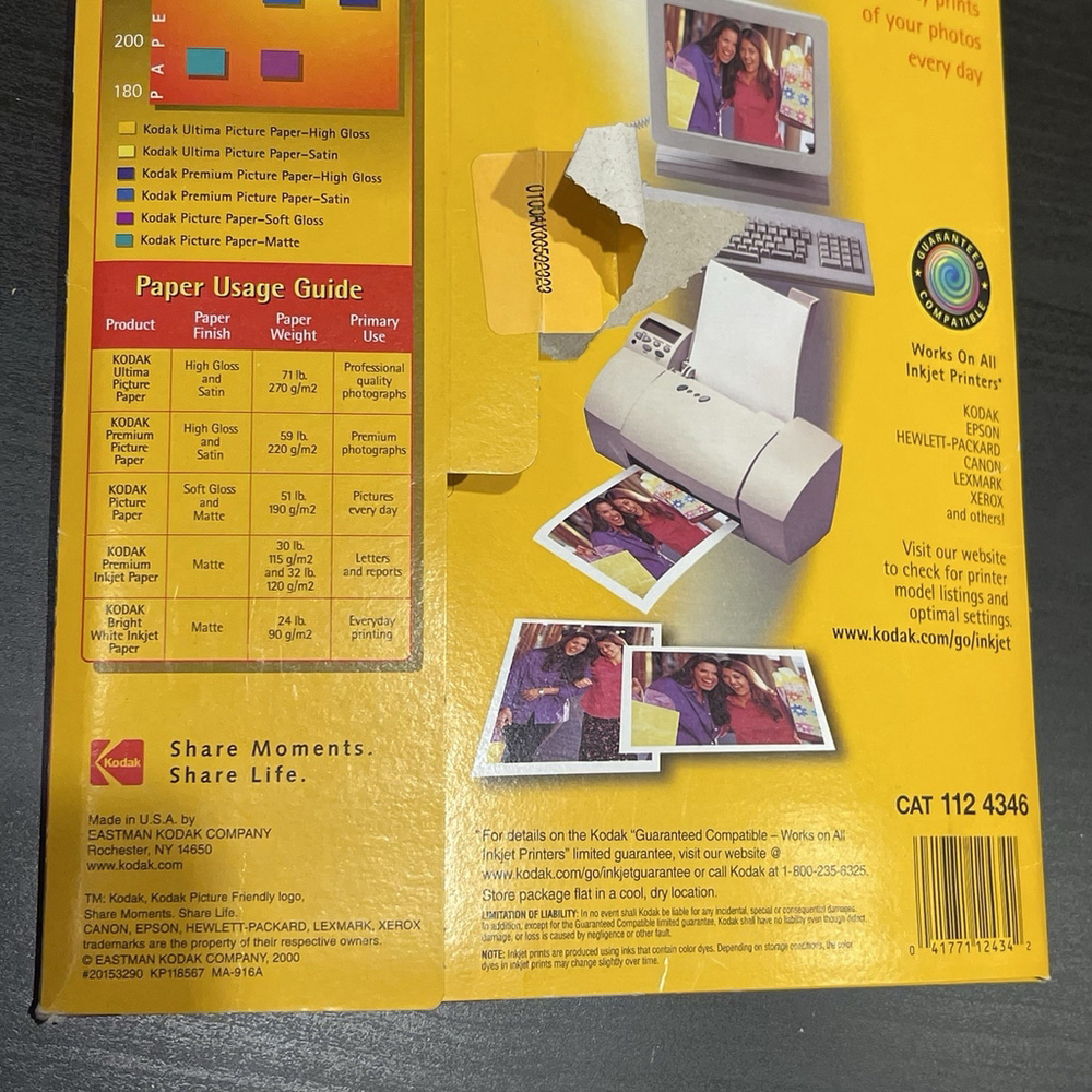 KODAK Picture Paper For Inkjet Printers Soft Gloss 20 Sheets 8.5 x11 OPENED - Picture 7 of 8